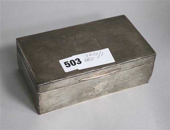 A George V silver engine turned cigarette box